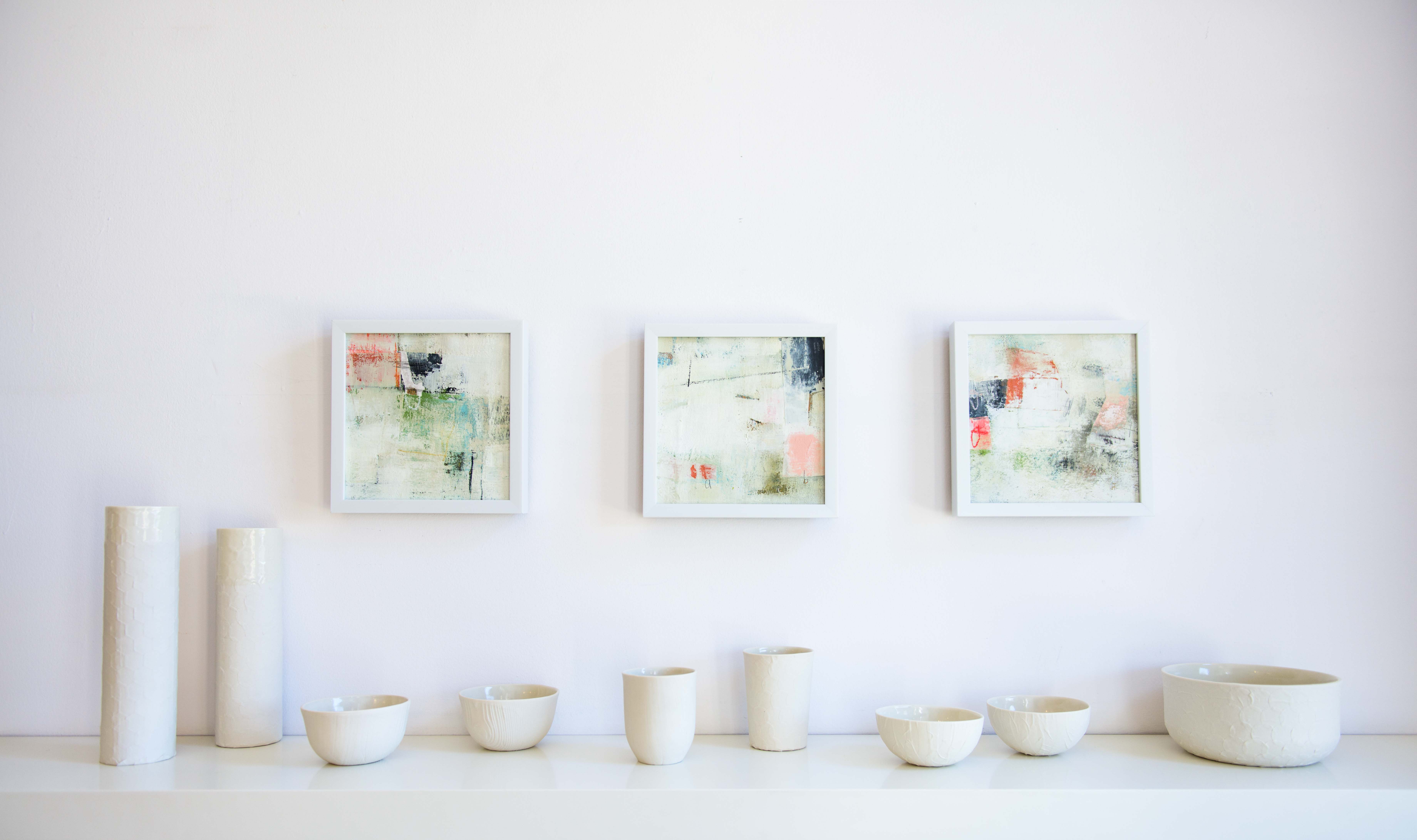 Abigail Murray ceramics ($24-$0) & Christie DeHoog Urban Park Series ($150 each) 