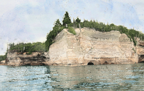 ONLINE: Watercolor of Pictured Rocks in the U.P. | 1-Day