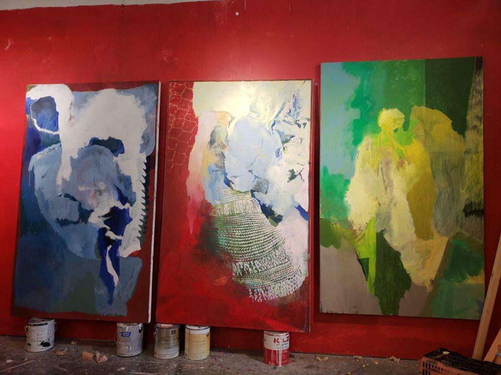 Paintings in Kat's studio