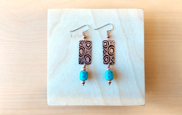 Etched Copper Earrings