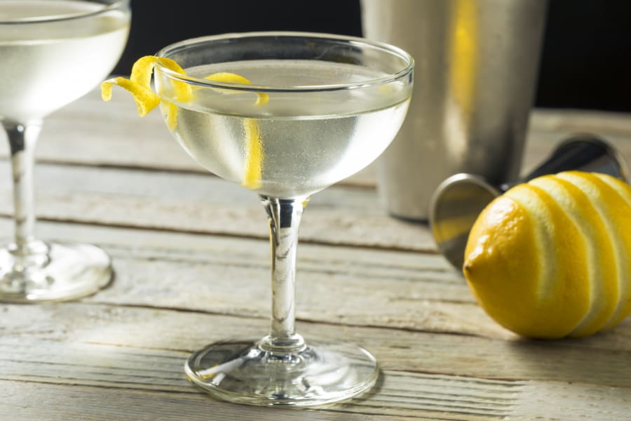 A classic gin martini stirred with a twist.