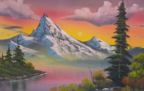 Paint Like Bob Ross: Springtime Sunset Mountain